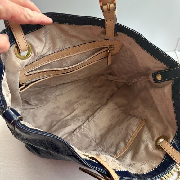 Michael by Michael Kors Jet Set Blue Patent Leather Tote - Picture 11 of 16